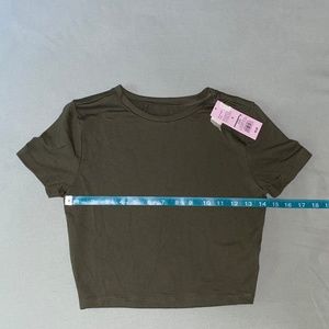 Short Sleeve Cropped T-Shirt, Olive green